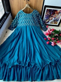 LC 634♥️ PRESENTING NEW DESIGNER  EMBROIDERED ANARKALI GOWN ♥️(am) - Blue