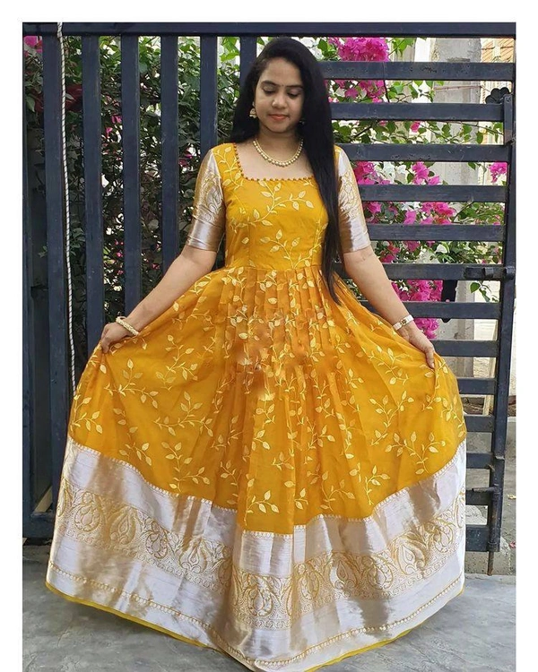 LC 809♥️ PRESENTING NEW DESIGNER  EMBROIDERED ANARKALI GOWN ♥️(am) - Yellow