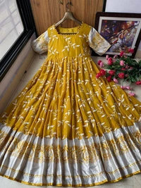LC 809♥️ PRESENTING NEW DESIGNER  EMBROIDERED ANARKALI GOWN ♥️(am) - Yellow