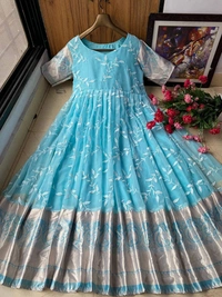LC 809♥️ PRESENTING NEW DESIGNER  EMBROIDERED ANARKALI GOWN ♥️(am) - Sky Blue