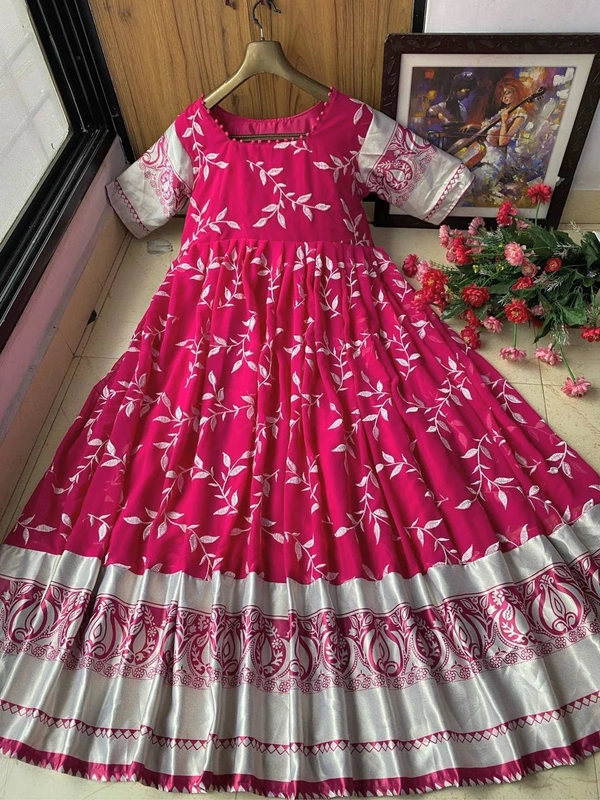 LC 809♥️ PRESENTING NEW DESIGNER  EMBROIDERED ANARKALI GOWN ♥️(am) - Dark Pink