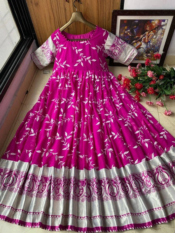 LC 809♥️ PRESENTING NEW DESIGNER  EMBROIDERED ANARKALI GOWN ♥️(am) - Light Pink