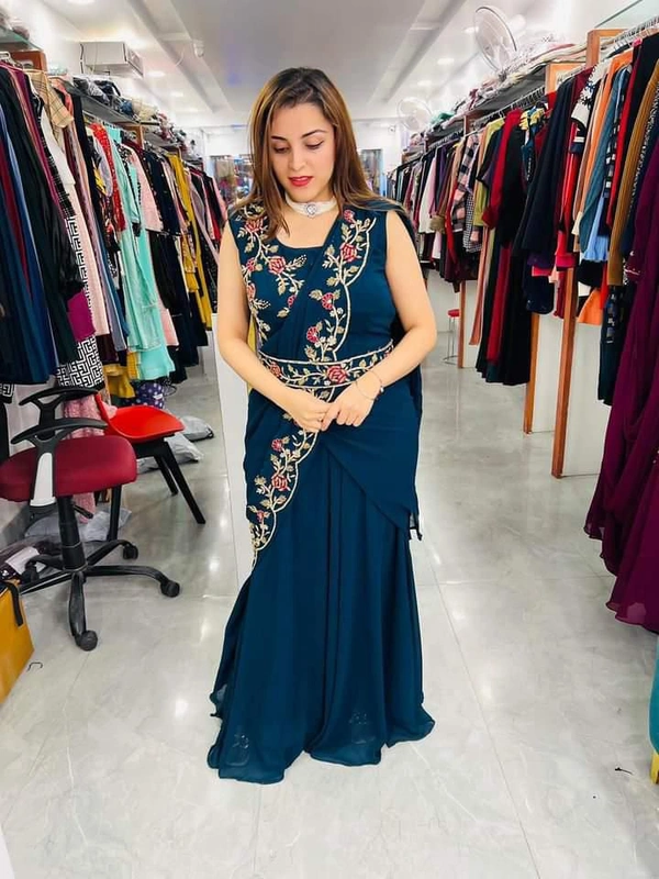LC 945♥️ PRESENTING NEW DESIGNER  EMBROIDERED ANARKALI GOWN(Am) - St Tropez