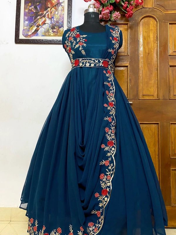 LC 945♥️ PRESENTING NEW DESIGNER  EMBROIDERED ANARKALI GOWN(Am) - St Tropez