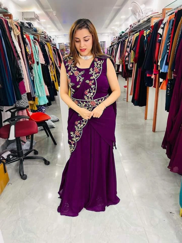 LC 945♥️ PRESENTING NEW DESIGNER EMBROIDERED ANARKALI GOWN ♥️(Am) - Cardinal Pink