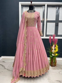 📌*REAL MODELING COLLACTION *🧚‍♀️👌⭐️💫👗*Launching New Party Wear Look Gown & Dupatta Set *👗🧚‍♀️⭐️(Am) - Red