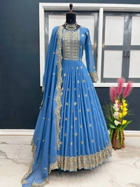 📌*REAL MODELING COLLACTION *🧚‍♀️👌⭐️💫👗*Launching New Party Wear Look Gown & Dupatta Set *👗🧚‍♀️⭐️(Am) - Red