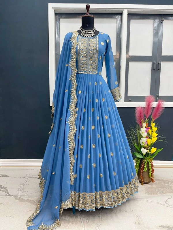 📌*REAL MODELING COLLACTION *🧚‍♀️👌⭐️💫👗*Launching New Party Wear Look Gown & Dupatta Set *👗🧚‍♀️⭐️(Am) - Red