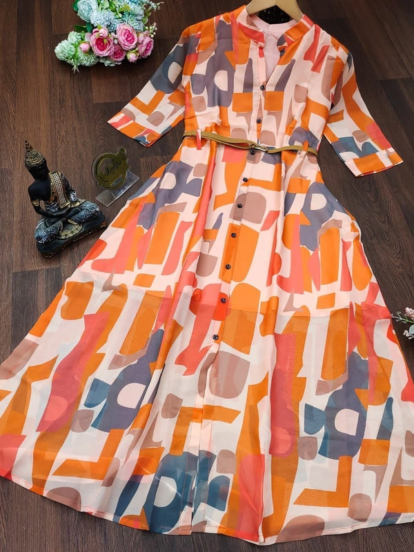 *X-Lady launching kurtis with belt 😍*(am) - Orange, Xxl. (44)