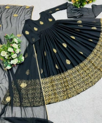 💃👚*Launching New Designer Party Wear Look Gown With Dupatt With Sudidar set New*👚💃(am) - Black, XL Up To Free Size