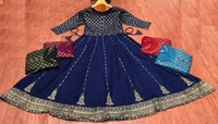 🎊*FABRIC: 14kg Rayon With Beautiful Foil Print With Beautiful 💃*(am) - Navy Blue, 5Xl-50*
