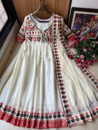 LC 1041♥️ PRESENTING NEW DESIGNER EMBROIDERED ANARKALI GOWN ♥️(am) - Papaya Whip