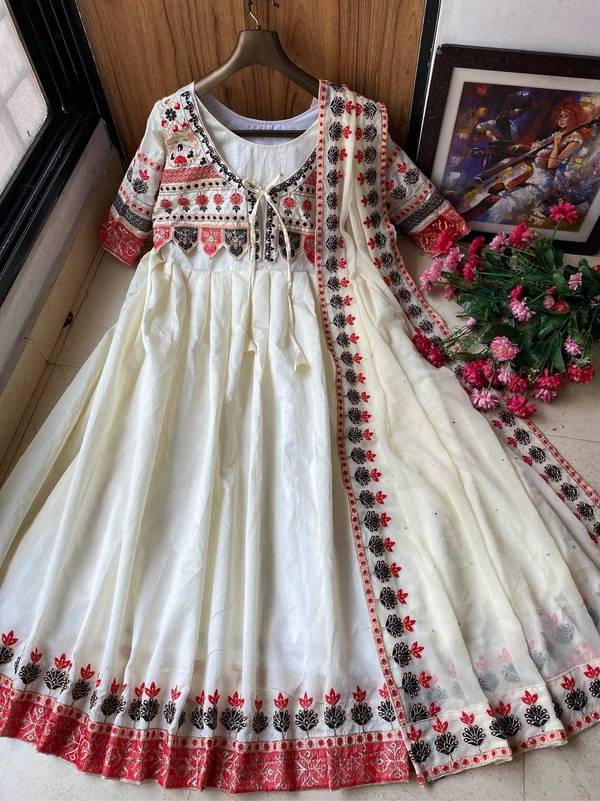 LC 1041♥️ PRESENTING NEW DESIGNER EMBROIDERED ANARKALI GOWN ♥️(am) - Papaya Whip