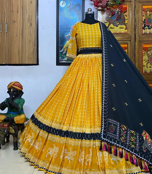 *ALC 007*❤️PRESENTING NEW DESIGNER PRINTED LAHENGA CHOLI❤️(am) - Yellow