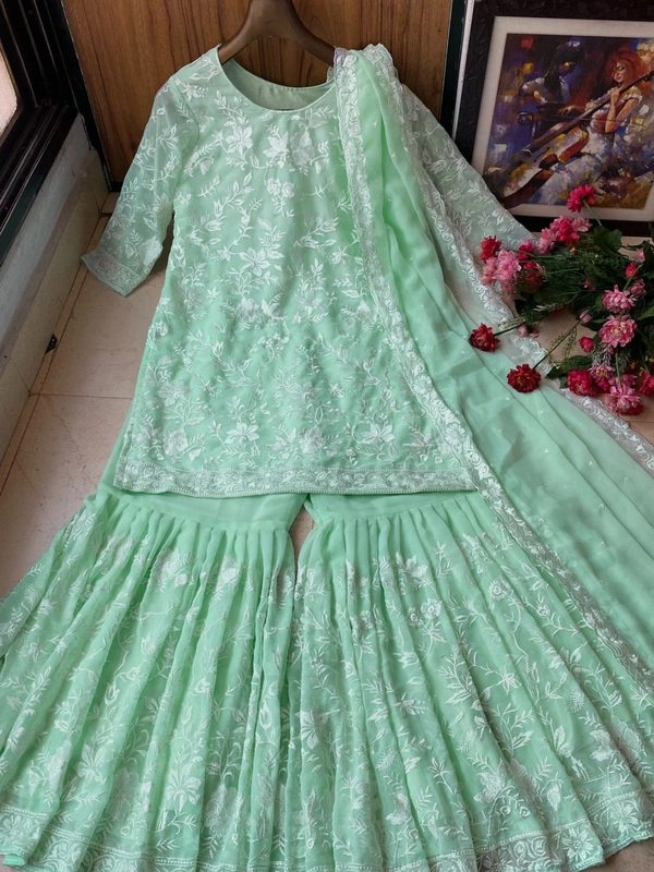 LC 1050♥️ PRESENTING NEW KURTI-PLAZZO SET♥️(am) - Mint Green