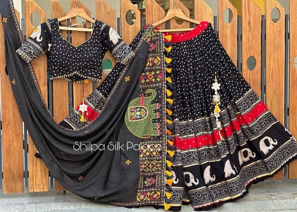 *ALC 004*❤️PRESENTING NEW DESIGNER PRINTED LAHENGA CHOLI❤️(am) - Black