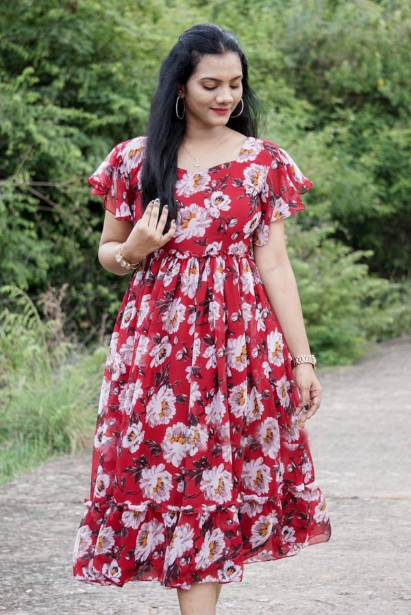*Floral Midi*(am) - Red, L(40)