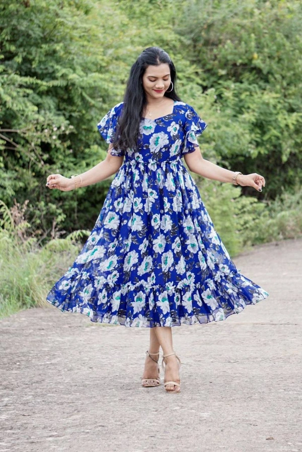 *Floral Midi*(am) - Dark Blue, XXL(44)