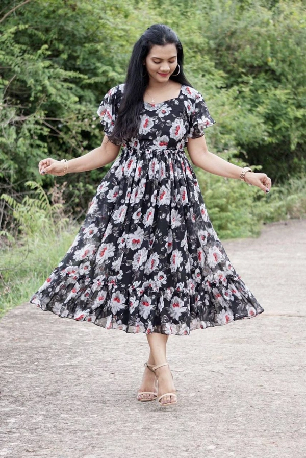 *Floral Midi*(am) - Black, XXL(44)