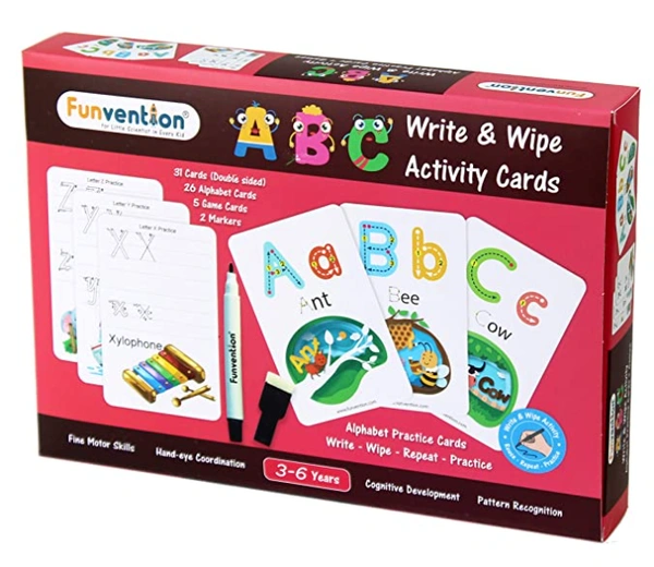 Funvention- for Little Scientist in Every Kid ABC Alphabet Write and Wipe Activity Writing Practice Cards Learning Games, Educational Toys for Children 3-6 Years - Multi, Yes, No, Plastic Sheets, 27 x 19 x 4 cm, Funvention, 300 grams, Shipping Charges will be added during checkout. Order will be shipped within 2-4 working days. Delivery time may vary due to COVID-19 , rainy season and delivery location. TrackingID will be provided to check the real time status of delivery. For any further queries related