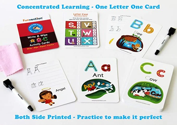 Funvention- for Little Scientist in Every Kid ABC Alphabet Write and Wipe Activity Writing Practice Cards Learning Games, Educational Toys for Children 3-6 Years - Multi, Yes, No, Plastic Sheets, 27 x 19 x 4 cm, Funvention, 300 grams, Shipping Charges will be added during checkout. Order will be shipped within 2-4 working days. Delivery time may vary due to COVID-19 , rainy season and delivery location. TrackingID will be provided to check the real time status of delivery. For any further queries related