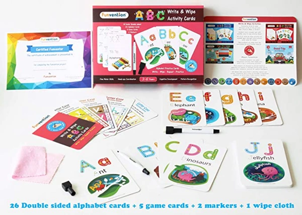 Funvention- for Little Scientist in Every Kid ABC Alphabet Write and Wipe Activity Writing Practice Cards Learning Games, Educational Toys for Children 3-6 Years - Multi, Yes, No, Plastic Sheets, 27 x 19 x 4 cm, Funvention, 300 grams, Shipping Charges will be added during checkout. Order will be shipped within 2-4 working days. Delivery time may vary due to COVID-19 , rainy season and delivery location. TrackingID will be provided to check the real time status of delivery. For any further queries related