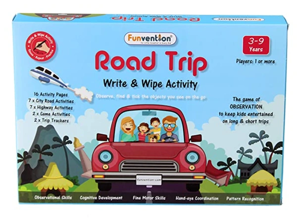 Funvention | for Little Scientist in Every Kid Educational Game Road Trip: Write and Wipe Activity Sheets -Observational Educational Game on The go - Yes, No, Plastic Flash Sheets, 27 x 19 x 4 cm, Funvention, 250 grams, Shipping Charges will be added during checkout. Order will be shipped within 2-4 working days. Delivery time may vary due to COVID-19 , rainy season and delivery location. TrackingID will be provided to check the real time status of delivery. For any further queries related to order, Kind