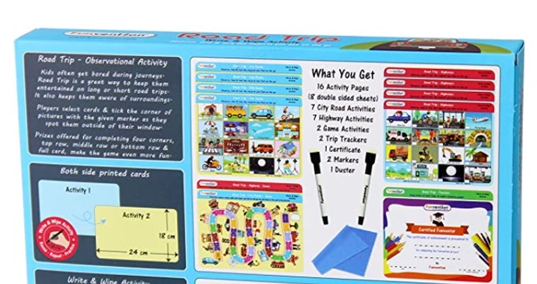 Funvention | for Little Scientist in Every Kid Educational Game Road Trip: Write and Wipe Activity Sheets -Observational Educational Game on The go - Yes, No, Plastic Flash Sheets, 27 x 19 x 4 cm, Funvention, 250 grams, Shipping Charges will be added during checkout. Order will be shipped within 2-4 working days. Delivery time may vary due to COVID-19 , rainy season and delivery location. TrackingID will be provided to check the real time status of delivery. For any further queries related to order, Kind