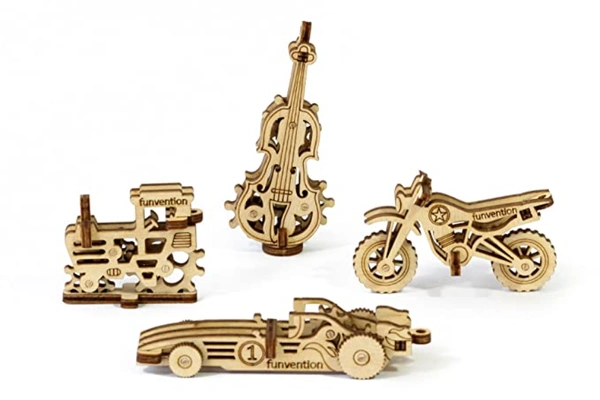 Funvention | Set of 12 Unique DIY Miniature Glue-less Self Assembly 3D Puzzle Models with Gears Mechanism for Little Scientist in Every Kid Toys - Multi, 200, Yes, No, Engineered MDF Wood, 7 x 27 x 35 cm, Funvention, 500 grams, Shipping Charges will be added during checkout. Order will be shipped within 2-4 working days. Delivery time may vary due to COVID-19 , rainy season and delivery location. TrackingID will be provided to check the real time status of delivery. For any further queries related to ord