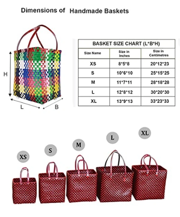 Chettinad | Handmade Baskets | Set of 5 without Lid - Multi, No, No, Plastic, PieceOfPassion, 3 KG, Set of 5 Baskets, Women, 18+