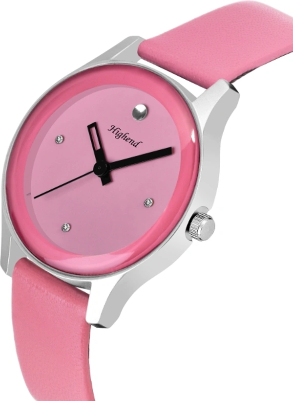 Girls Premium Elegant Pink Dial With Leather Strap Watch - Pink