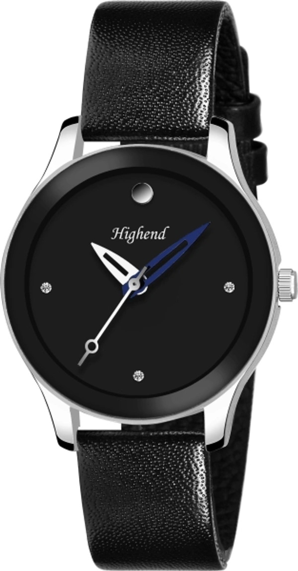Girls Premium Elegant Black Dial With Leather Strap Watch - Black