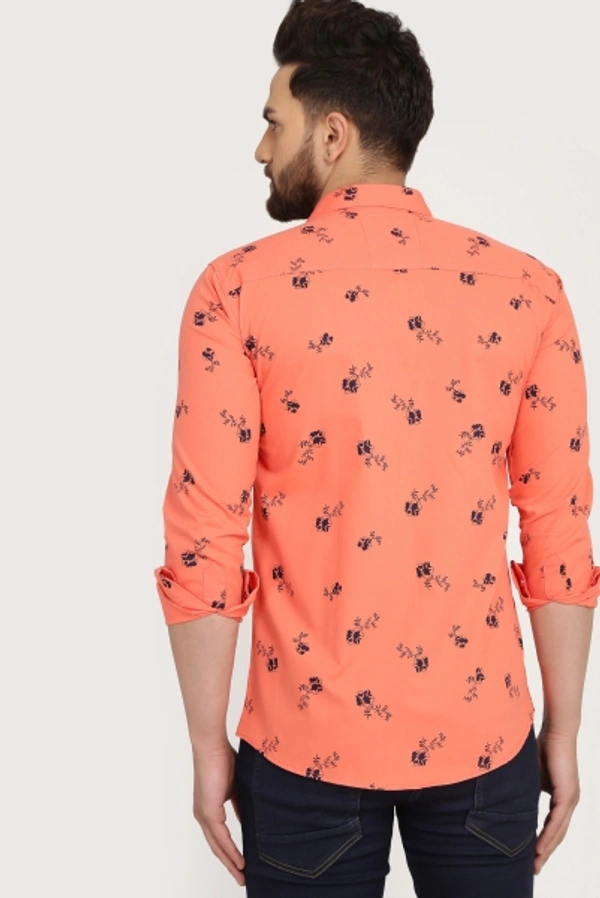 Men's Regular Fit Printed Collar Casual Shirts - Orange, Xl