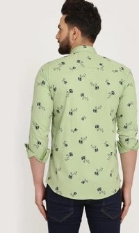 Men's Regular Fit Printed Collar Casual Shirts - Green, S