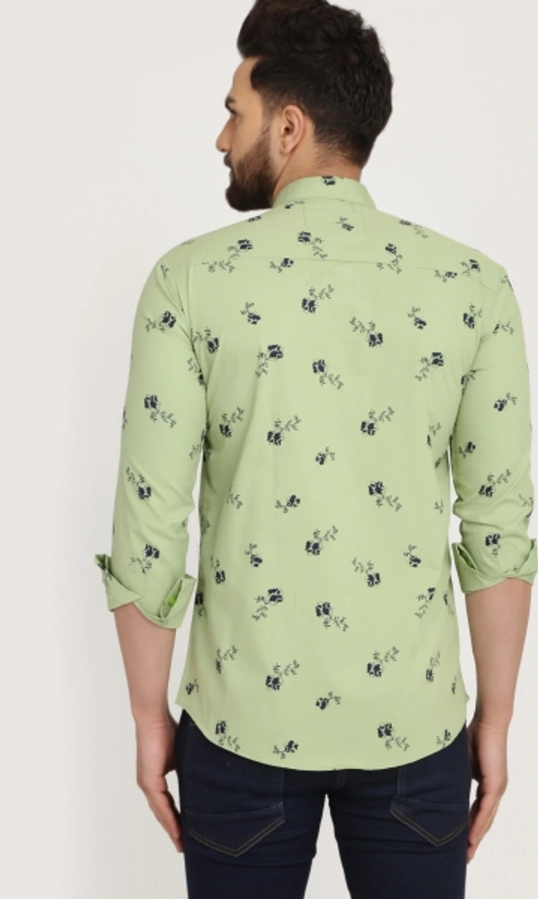 Men's Regular Fit Printed Collar Casual Shirts - Green, S