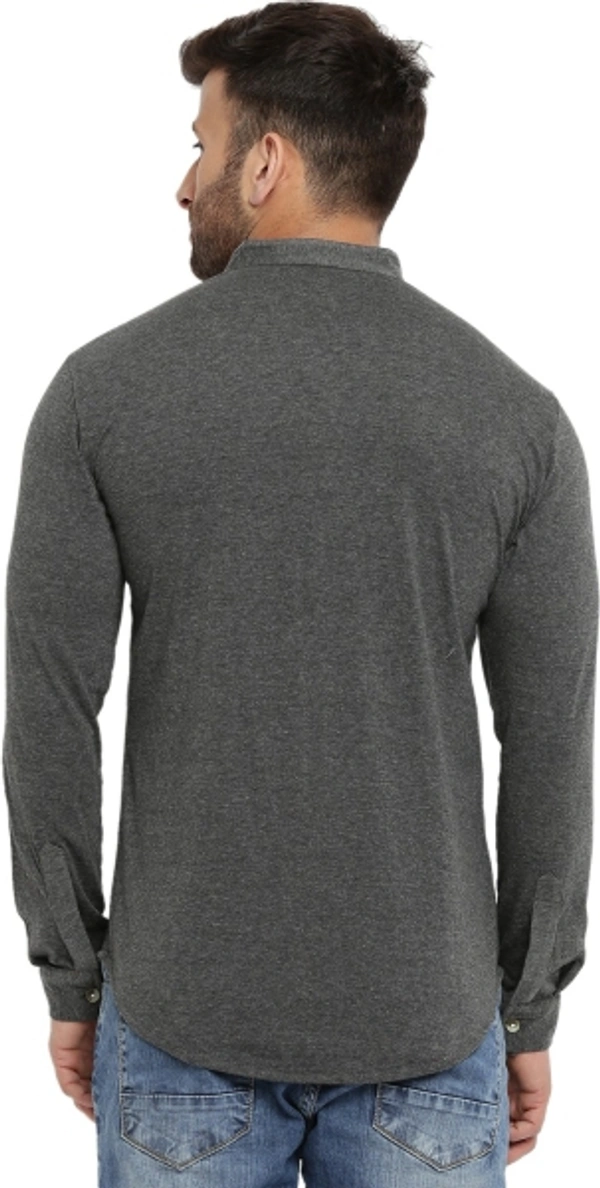 Men's Regular Fit Self Design Collar Casual Shirt - Dark Grey, L