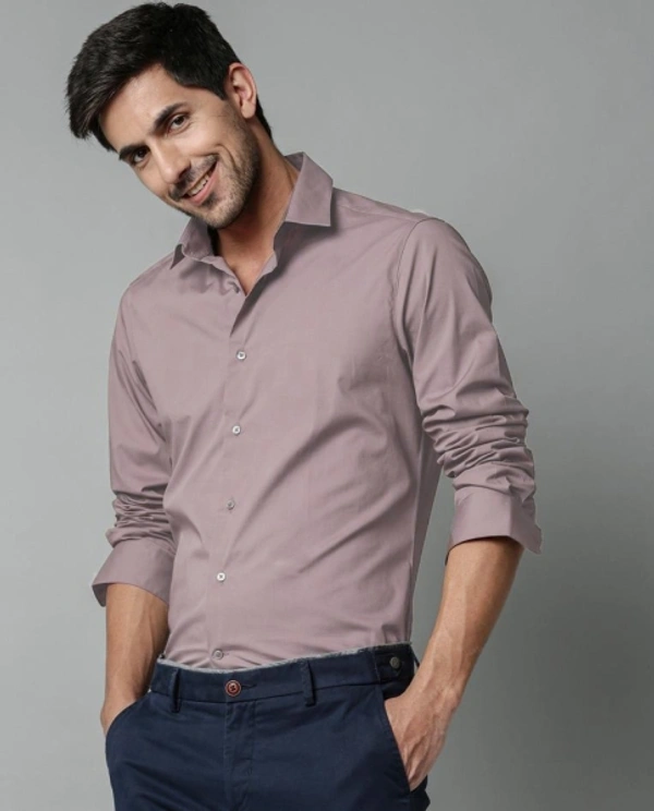 Men's Slim Fit Casual Formal  Shirt - Brown, S