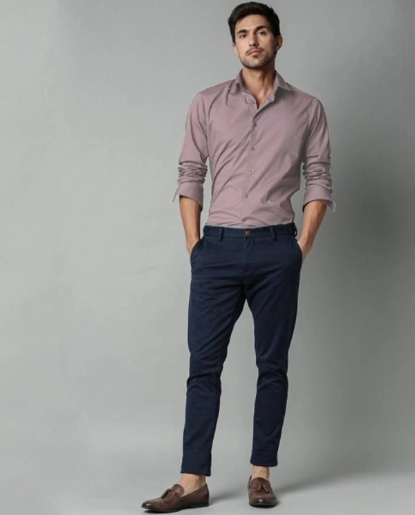 Men's Slim Fit Casual Formal  Shirt - Brown, S