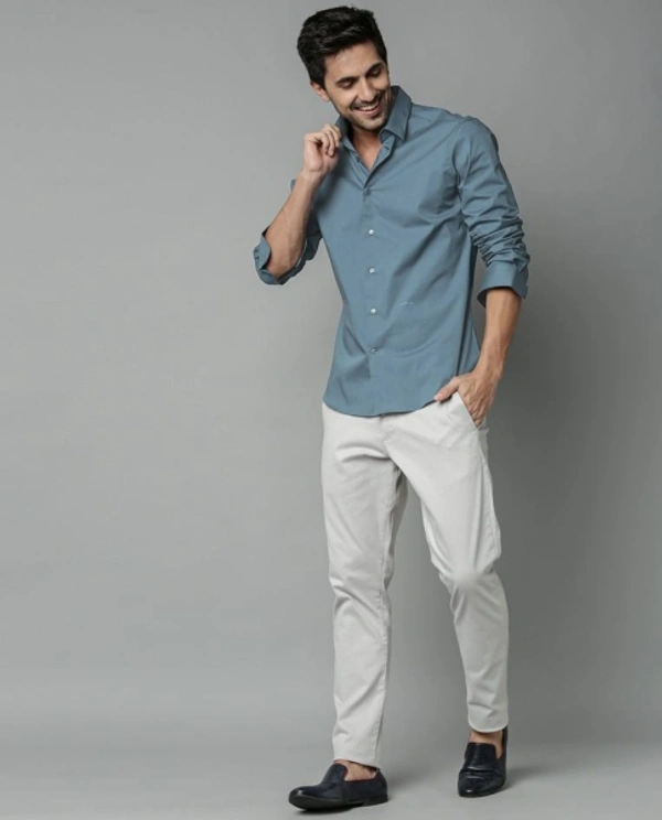 Men's Slim Fit Casual Formal  Shirt - Grey, M