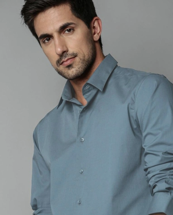 Men's Slim Fit Casual Formal  Shirt - Grey, L