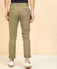 Slim Fit Men's Cotton Blend Trousers - Khaki, 32