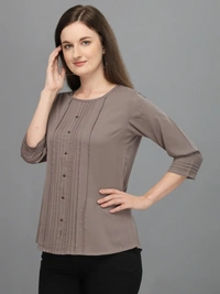 Casual Regular Sleeves Women's, Girls Top  - Grey, M