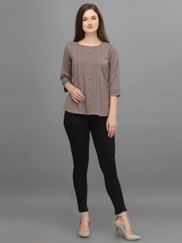 Casual Regular Sleeves Women's, Girls Top  - Grey, L