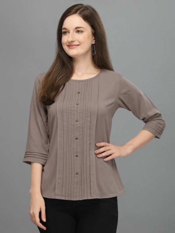 Casual Regular Sleeves Women's, Girls Top  - Grey, L
