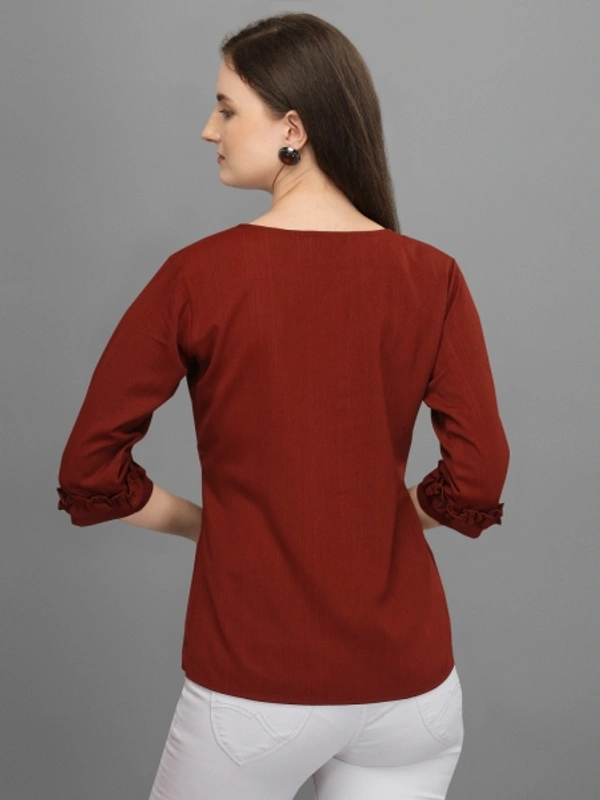 Casual Regular Sleeves Women's, Girls Top  - Maroon, S