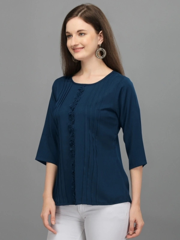 Casual Regular Sleeves Women's, Girls Top  - Navy Blue, L