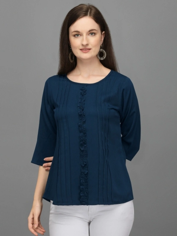 Casual Regular Sleeves Women's, Girls Top  - Navy Blue, L
