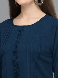 Casual Regular Sleeves Women's, Girls Top  - Navy Blue, L