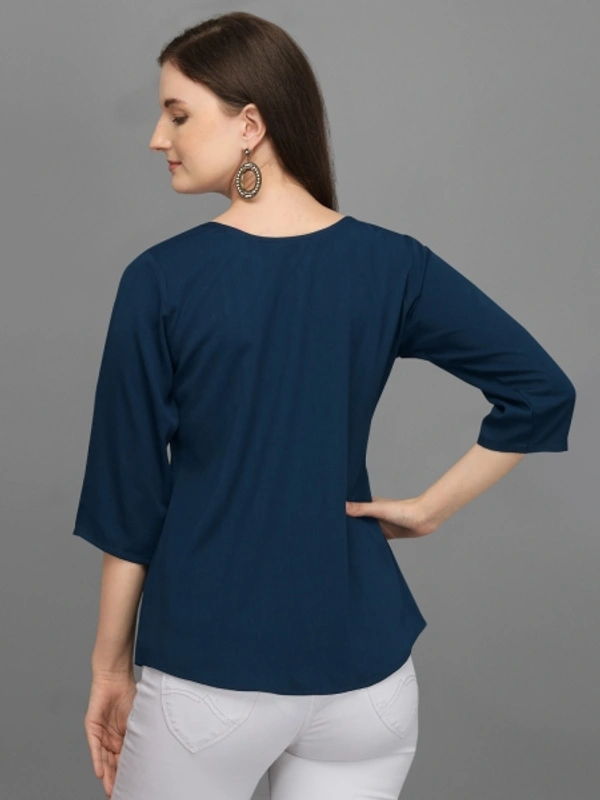 Casual Regular Sleeves Women's, Girls Top  - Navy Blue, L