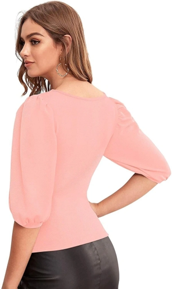 Casual Regular Sleeves Solid Girls, Women's Top - Pink, S